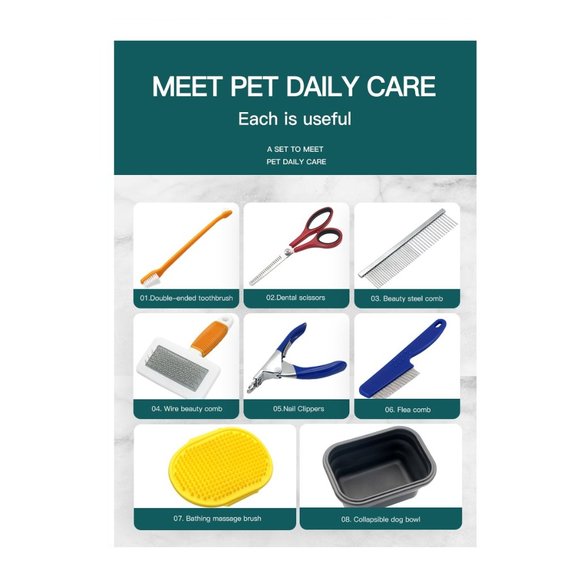 Pet Grooming Kit 8-piece Brushes, clippers, scissors etc. for dogs and cats - Picture 3 of 11